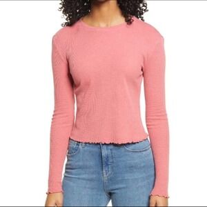 NWT Bp. Cotton Thermal Long Sleeve Top in Pink Size XS